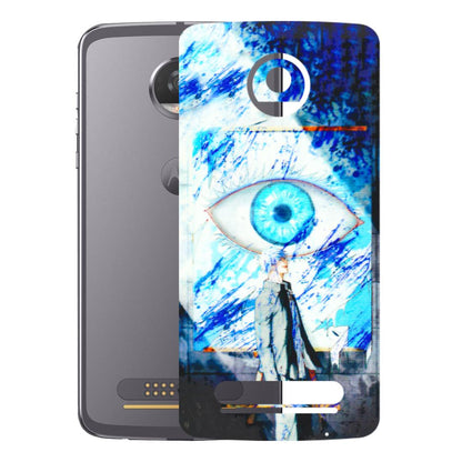 Motorola Phone Skins (All Models) - Anime Sea Blue Eye - 3D Embossed Finish (L-318) Motorola Moto Z2 Play