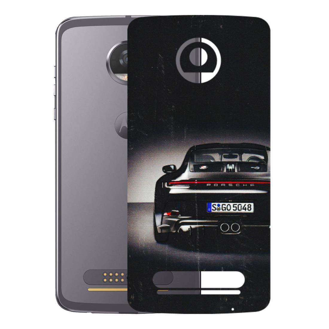 Motorola Phone Skins (All Models) - New Black Porsche GT3 - 3D Embossed Finish (L-327) Motorola Moto Z2 Play