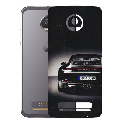 Motorola Phone Skins (All Models) - New Black Porsche GT3 - 3D Embossed Finish (L-327) Motorola Moto Z2 Play