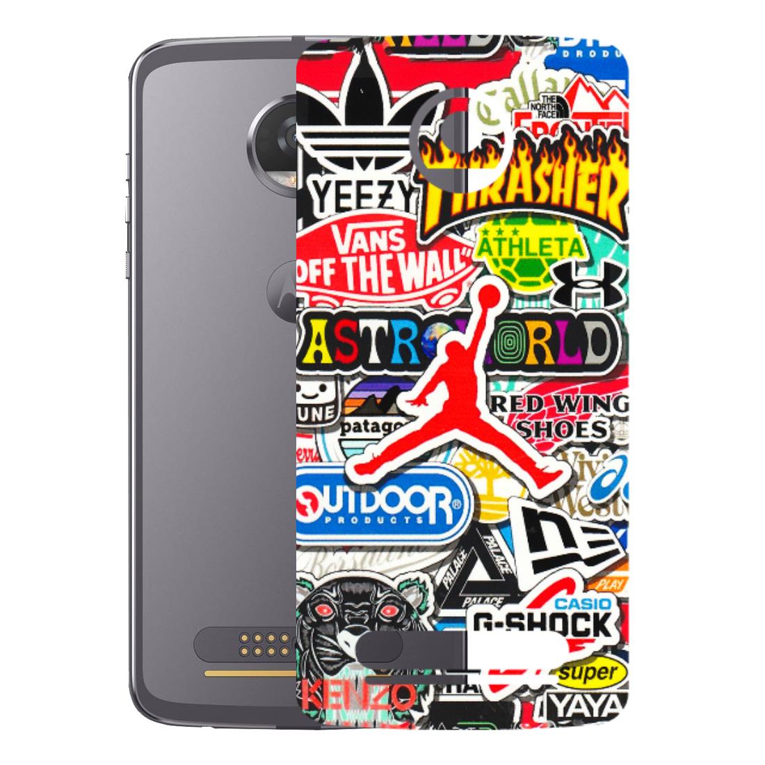 Motorola Phone Skins (All Models) - Multi Brands Sticker Graffiti - 3D Embossed Finish (L-37) Motorola Moto Z2 Play