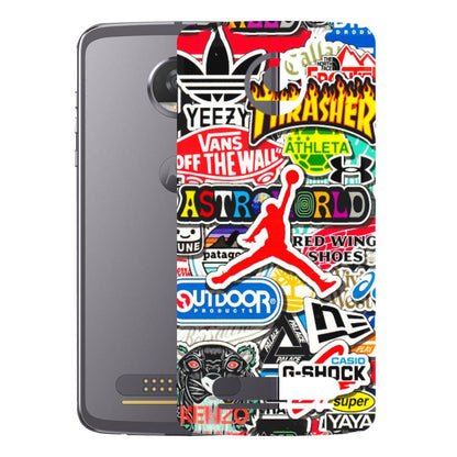 Motorola Phone Skins (All Models) - Multi Brands Sticker Graffiti - 3D Embossed Finish (L-37) Motorola Moto Z2 Play