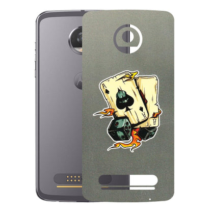 Motorola Phone Skins (All Models) - Grey Cards Of Ace - 3D Embossed Finish (L-77) Motorola Moto Z2 Play
