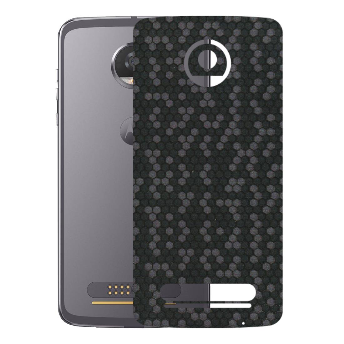 Motorola Phone Skins (All Models) - Black Grey Honeycomb Sober - 3D Embossed Finish (L-85) Motorola Moto Z2 Play