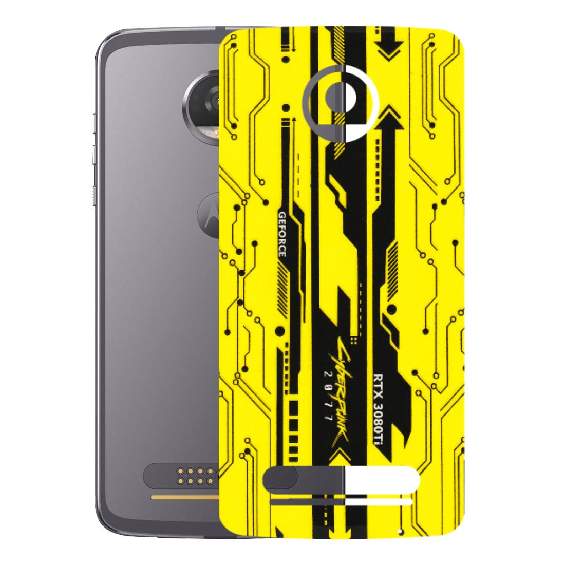 Motorola Phone Skins (All Models) - Yellow Cyberpunk - 3D Embossed Finish (L-93) Motorola Moto Z2 Play