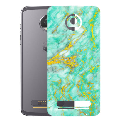Motorola Phone Skins (All Models) - Green And Gold Marble Feel - Matte Finish (M-16) Motorola Moto Z2 Play
