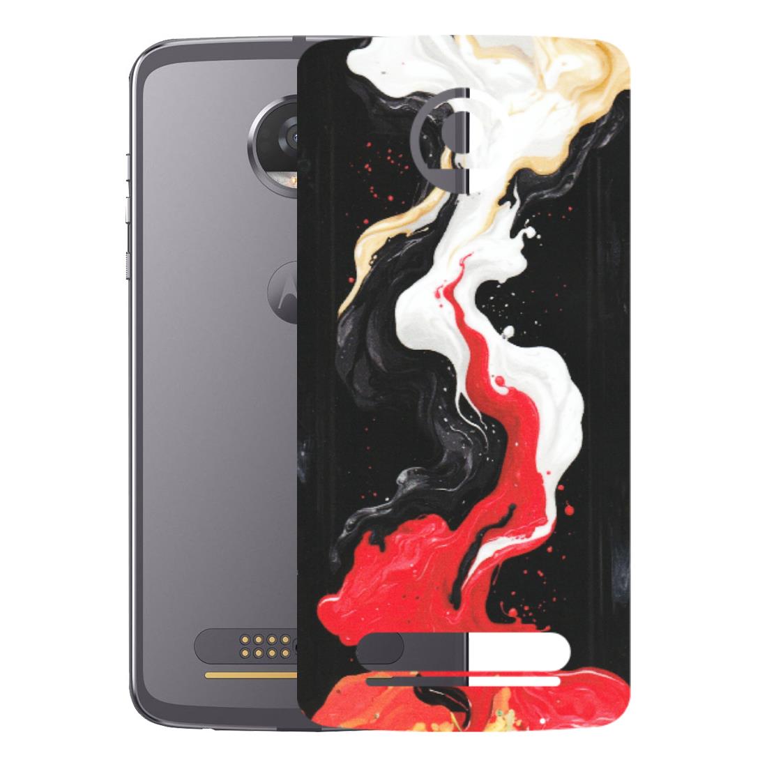 Motorola Phone Skins (All Models) - Black Red White Paint Splash Fusion - Matte Finish (M-56) Motorola Moto Z2 Play