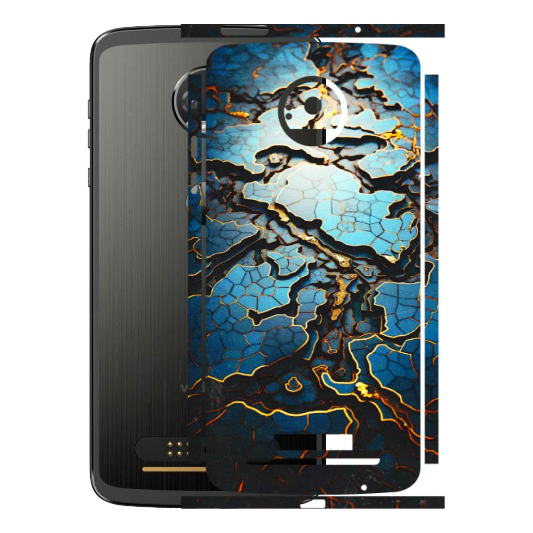 Motorola Phone Skins (All Models) - Blue Gold Abstract - 3D Embossed Finish (L-11) Motorola Moto Z