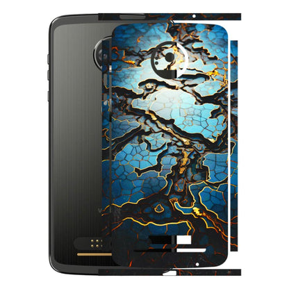 Motorola Phone Skins (All Models) - Blue Gold Abstract - 3D Embossed Finish (L-11) Motorola Moto Z