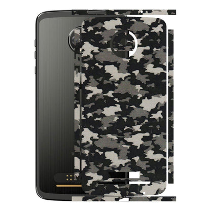 Motorola Phone Skins (All Models) - Black/Grey Camoflaunge - 3D Embossed Finish (L-142) Motorola Moto Z