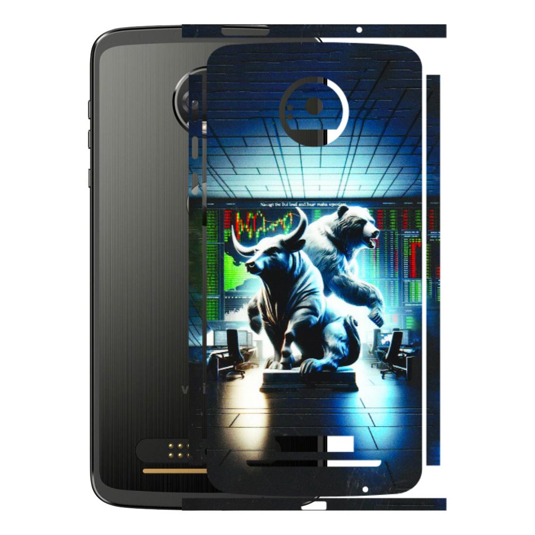 Motorola Phone Skins (All Models) - Stock Market Sensex Bear vs Bulls - 3D Embossed Finish (L-15) Motorola Moto Z