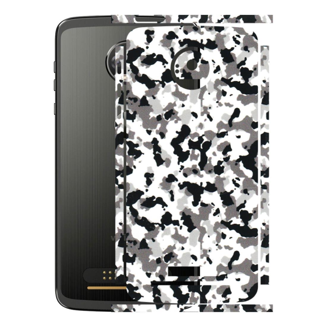 Motorola Phone Skins (All Models) - White Black Camouflage - 3D Embossed Finish (L-18) Motorola Moto Z