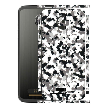 Motorola Phone Skins (All Models) - White Black Camouflage - 3D Embossed Finish (L-18) Motorola Moto Z