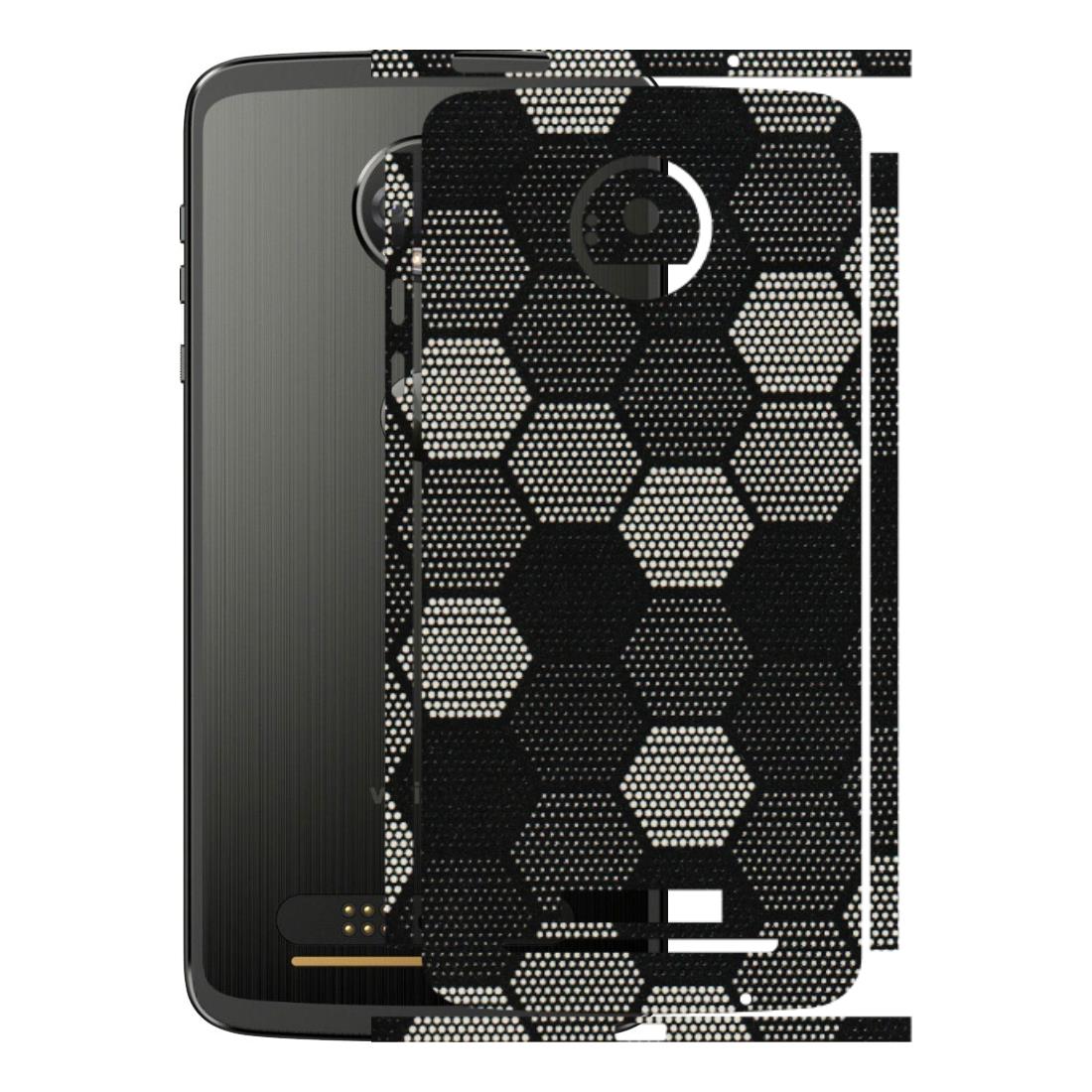 Motorola Phone Skins (All Models) - Black & White Dotted Honeycomb Texture - 3D Embossed Finish (L-202) Motorola Moto Z