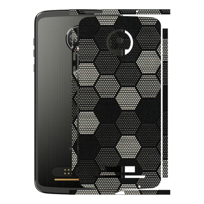 Motorola Phone Skins (All Models) - Black & White Dotted Honeycomb Texture - 3D Embossed Finish (L-202) Motorola Moto Z