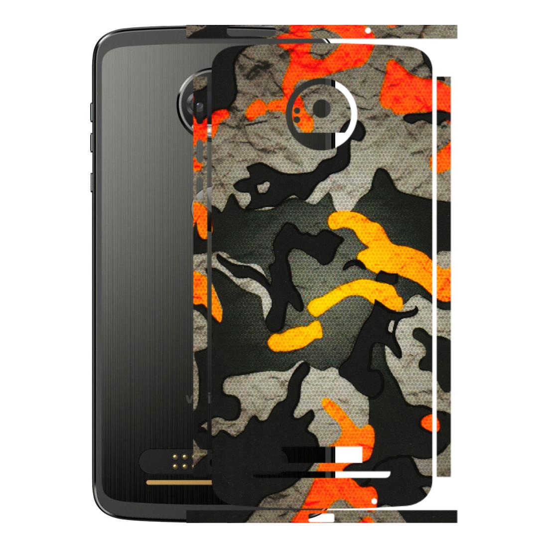 Motorola Phone Skins (All Models) - Orange Camouflage - 3D Embossed Finish (L-204) Motorola Moto Z