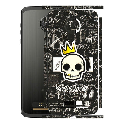 Motorola Phone Skins (All Models) - Funny Skull Black Chalk Grafitti - 3D Embossed Finish (L-22) Motorola Moto Z