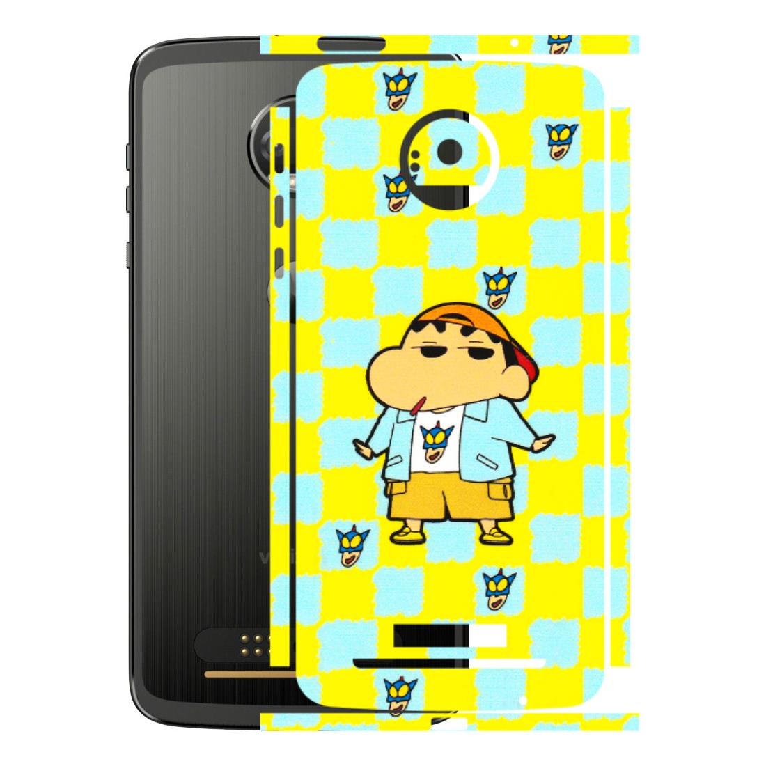 Motorola Phone Skins (All Models) - Yellow Blue Shinchan Cute - 3D Embossed Finish (L-221) Motorola Moto Z