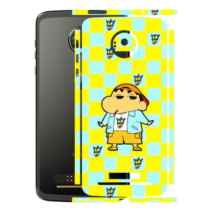 Motorola Phone Skins (All Models) - Yellow Blue Shinchan Cute - 3D Embossed Finish (L-221) Motorola Moto Z