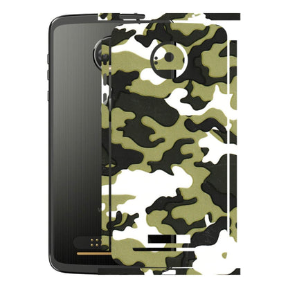 Motorola Phone Skins (All Models) - Camouflages White And Green - 3D Embossed Finish (L-243) Motorola Moto Z