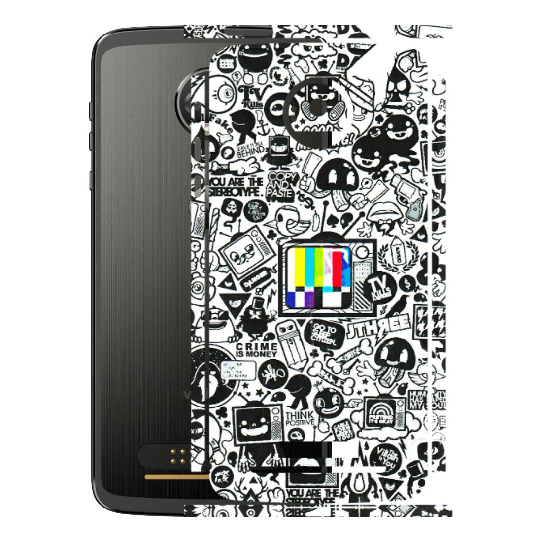 Motorola Phone Skins (All Models) - Doodles Positive Art - 3D Embossed Finish (L-263) Motorola Moto Z