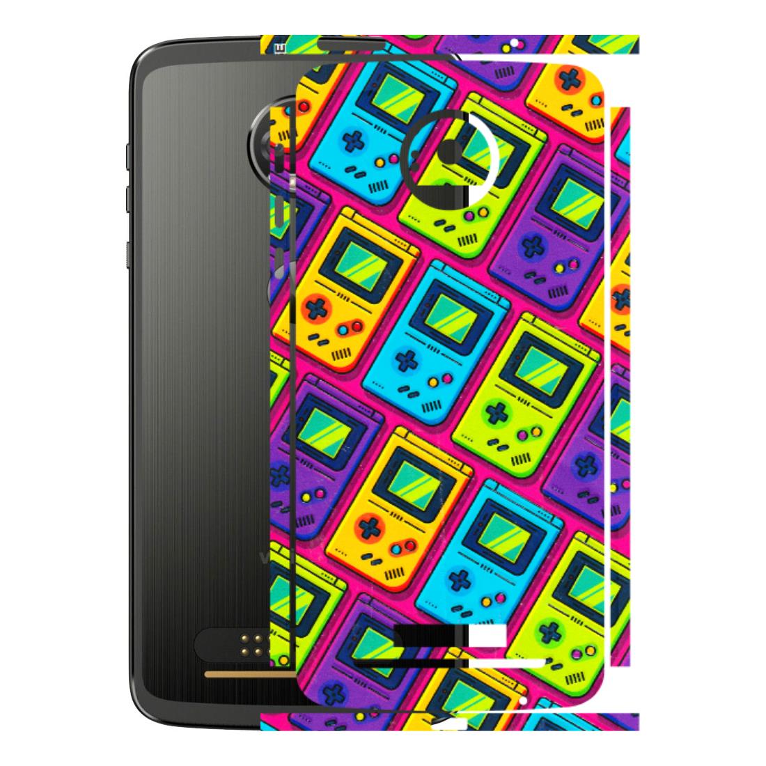 Motorola Phone Skins (All Models) - Gameboy Colourful - 3D Embossed Finish (L-266) Motorola Moto Z