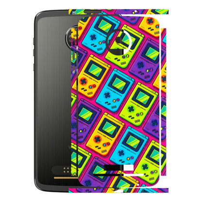 Motorola Phone Skins (All Models) - Gameboy Colourful - 3D Embossed Finish (L-266) Motorola Moto Z
