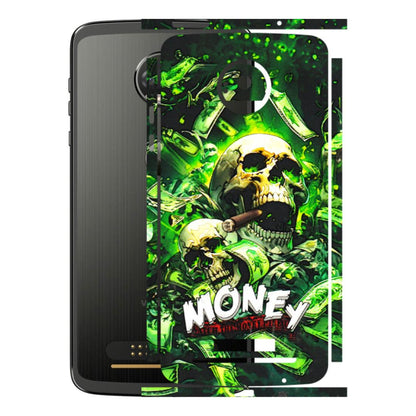 Motorola Phone Skins (All Models) - Skull Money - 3D Embossed Finish (L-303) Motorola Moto Z
