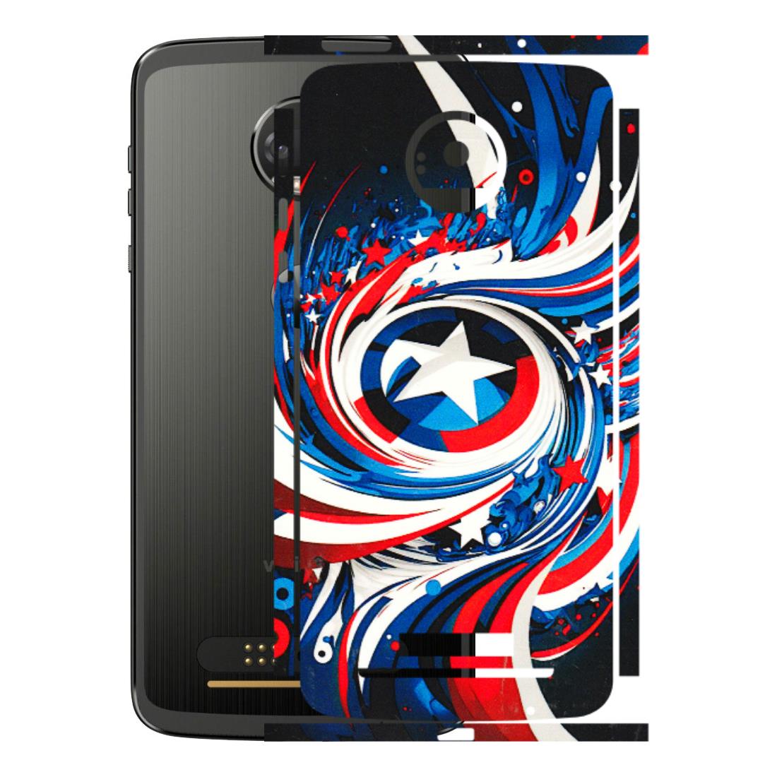 Motorola Phone Skins (All Models) - Captain America Logo - 3D Embossed Finish (L-307) Motorola Moto Z
