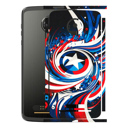 Motorola Phone Skins (All Models) - Captain America Logo - 3D Embossed Finish (L-307) Motorola Moto Z