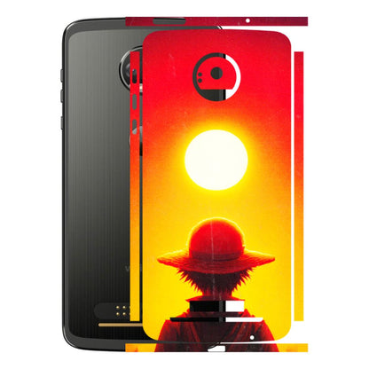 Motorola Phone Skins (All Models) - Cool Sunset With Monkey D.Luffy Anime - 3D Embossed Finish (L-329) Motorola Moto Z