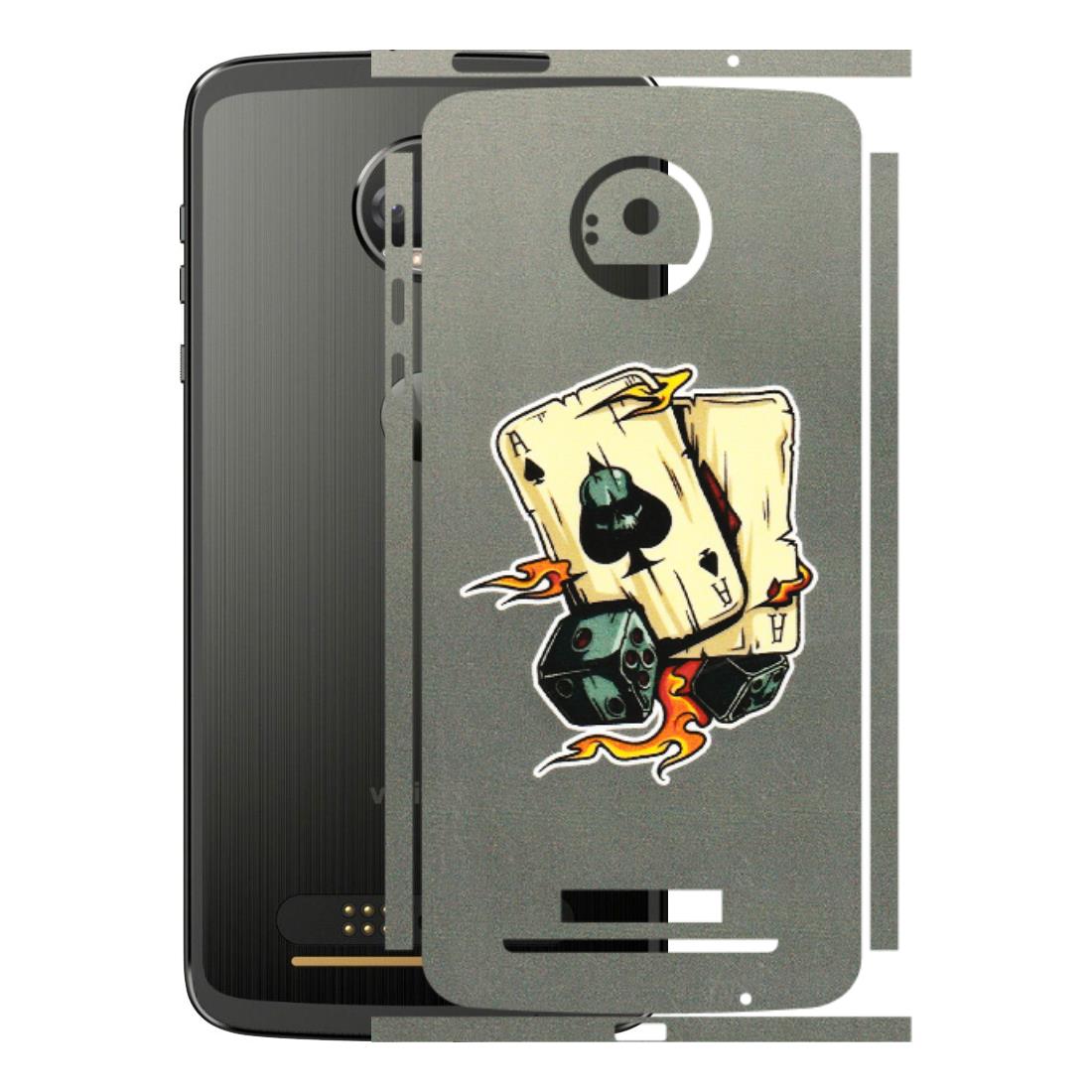 Motorola Phone Skins (All Models) - Grey Cards Of Ace - 3D Embossed Finish (L-77) Motorola Moto Z