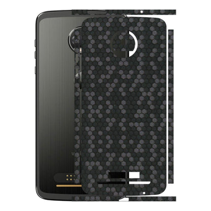 Motorola Phone Skins (All Models) - Black Grey Honeycomb Sober - 3D Embossed Finish (L-85) Motorola Moto Z