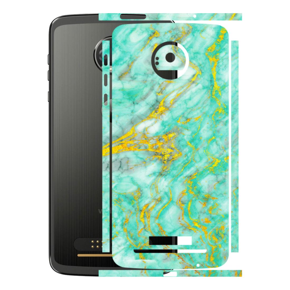Motorola Phone Skins (All Models) - Green And Gold Marble Feel - Matte Finish (M-16) Motorola Moto Z