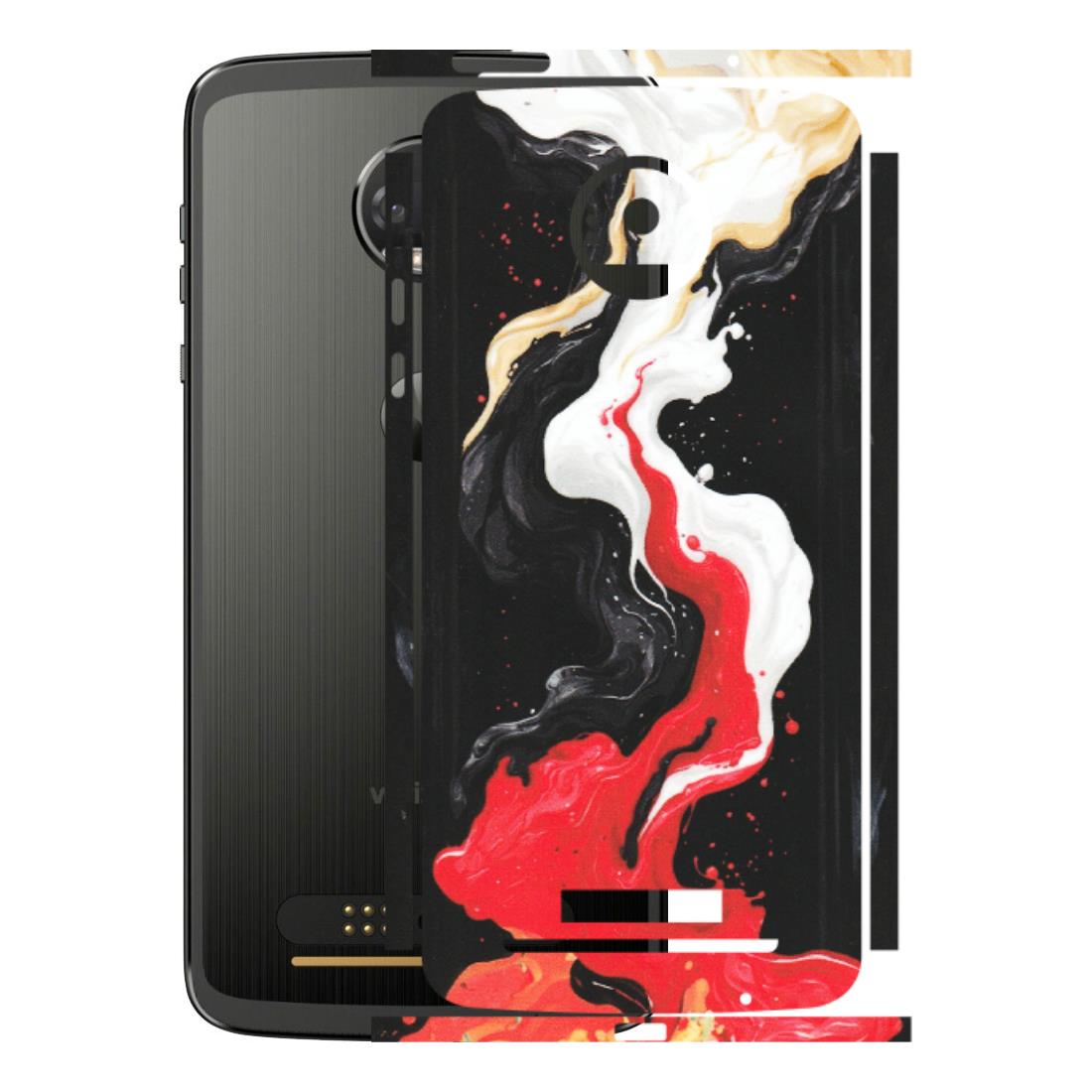 Motorola Phone Skins (All Models) - Black Red White Paint Splash Fusion - Matte Finish (M-56) Motorola Moto Z