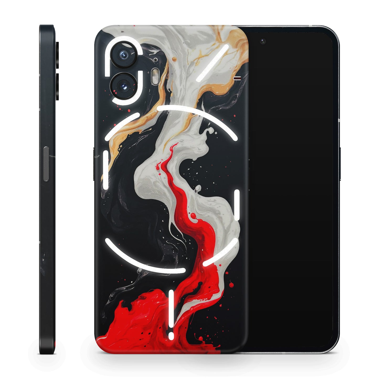 Black Red White Paint Splash Fusion Matte Finish Phone Skin