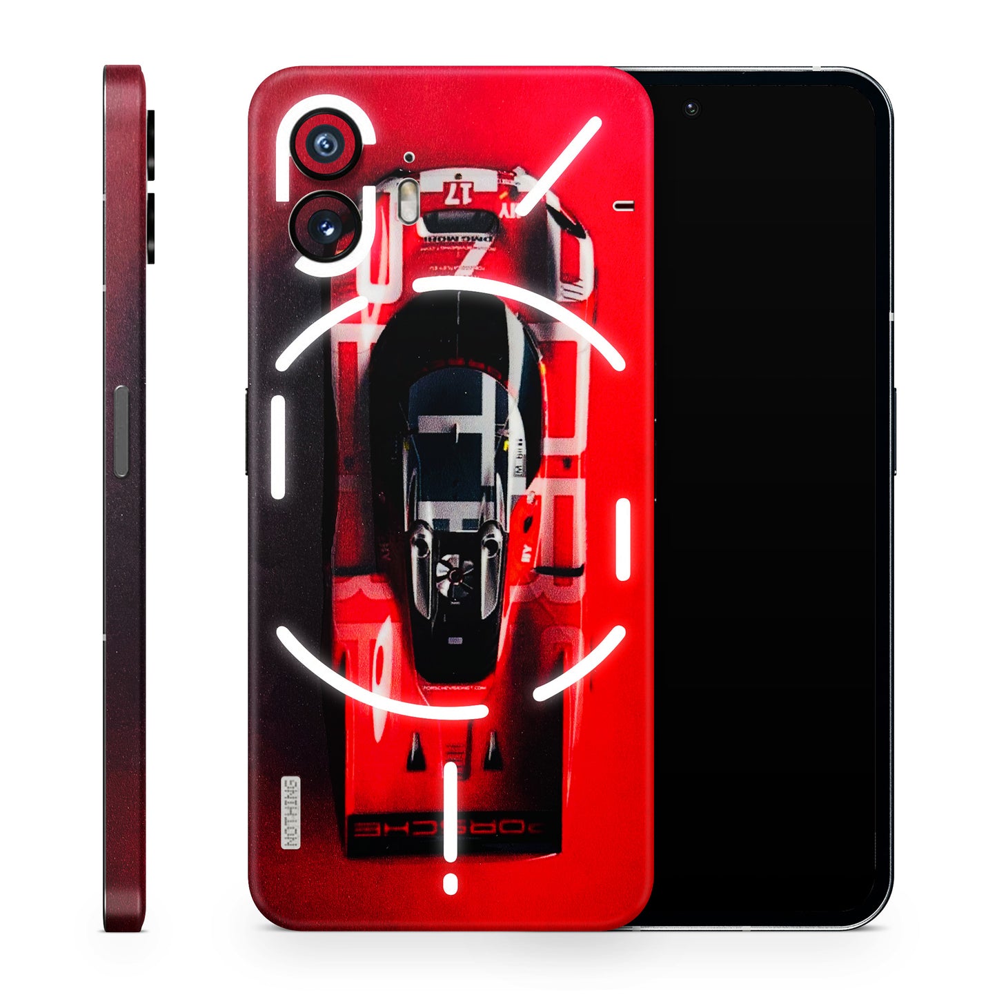 Red Porsche Car Logo 3D Embossed Phone Skin