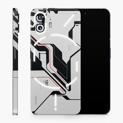 White Techy Logo 3D Embossed Phone Skin