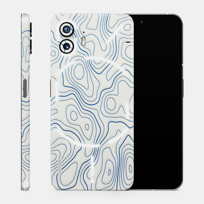 Blue And White Swirls Matte Finish Phone Skin