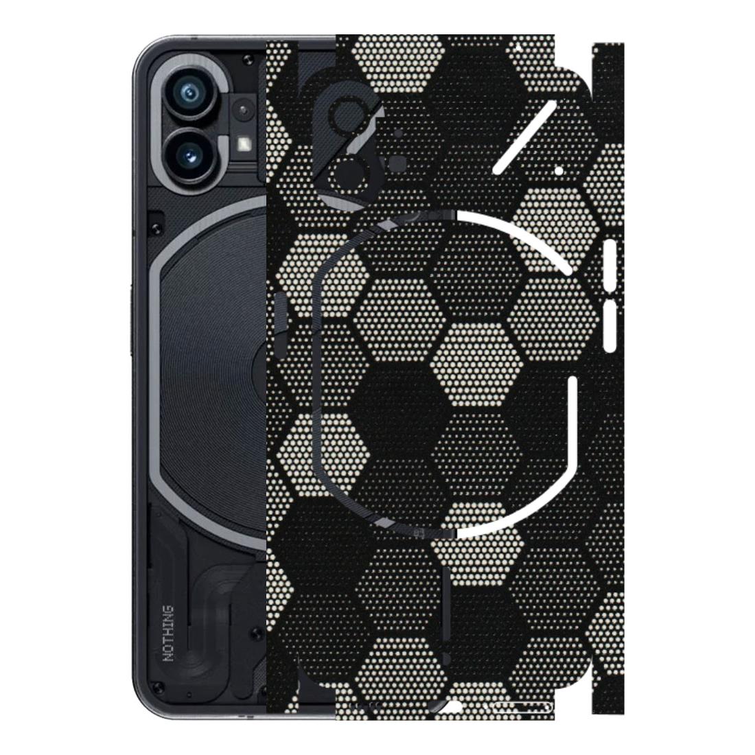 Nothing Phone Skins (All Models) - Black & White Dotted Honeycomb - 3D Embossed Finish (L-202) Nothing Phone 1 5G