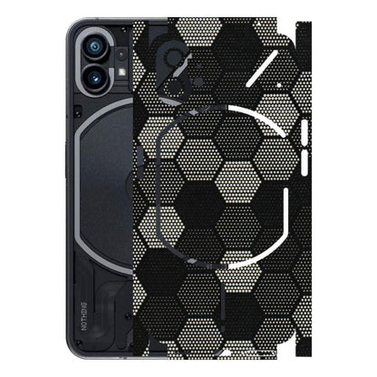 Nothing Phone Skins (All Models) - Black & White Dotted Honeycomb - 3D Embossed Finish (L-202) Nothing Phone 1 5G