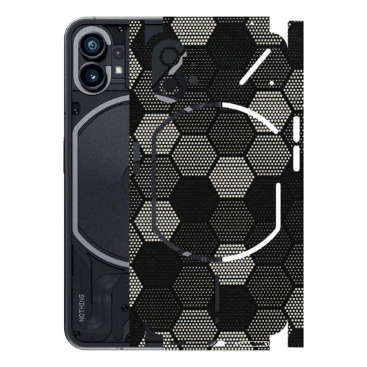 Nothing Phone Skins (All Models) - Black & White Dotted Honeycomb - 3D Embossed Finish (L-202) Nothing Phone 1 5G