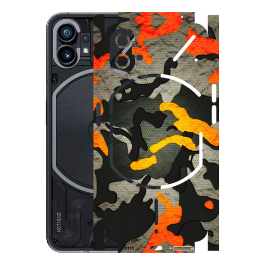 Nothing Phone Skins (All Models) - Orange Camouflage - 3D Embossed Finish (L-204) Nothing Phone 1 5G