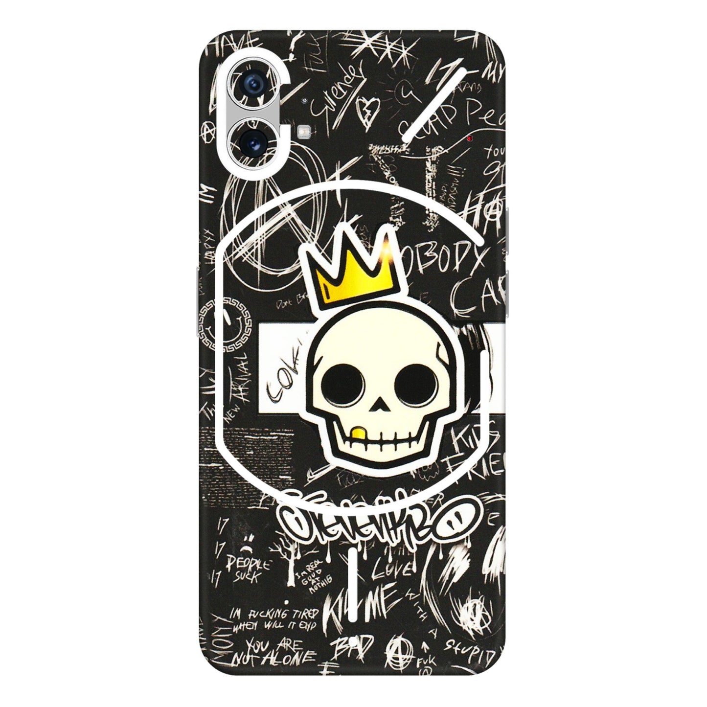 Nothing Phone Skins (All Models) - Funny Skull Black Chalk Grafitti - 3D Embossed Finish (L-22) Nothing Phone 1 5G