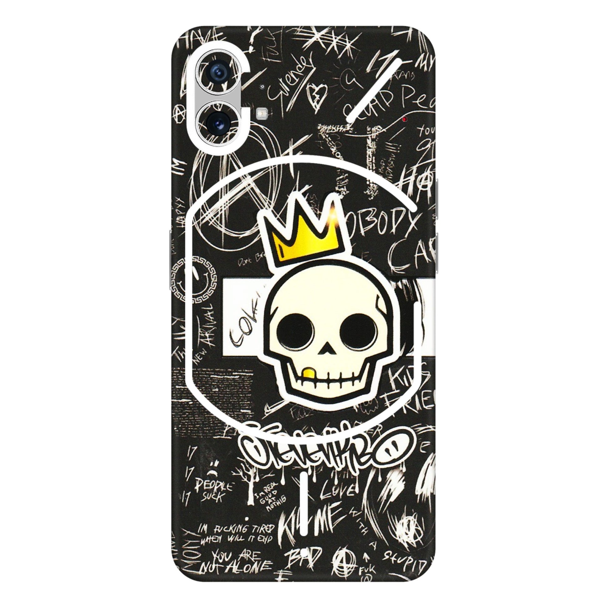 Nothing Phone Skins (All Models) - Funny Skull Black Chalk Grafitti - 3D Embossed Finish (L-22) Nothing Phone 1 5G