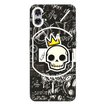 Nothing Phone Skins (All Models) - Funny Skull Black Chalk Grafitti - 3D Embossed Finish (L-22) Nothing Phone 1 5G