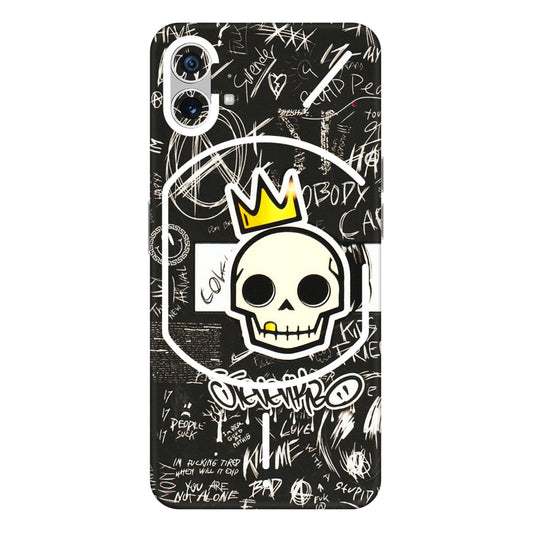 Nothing Phone Skins (All Models) - Funny Skull Black Chalk Grafitti - 3D Embossed Finish (L-22) Nothing Phone 1 5G