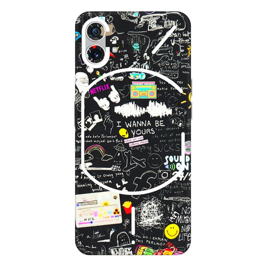Nothing Phone Skins (All Models) - Black Creatives Doodles - 3D Embossed Finish (L-311) Nothing Phone 1 5G