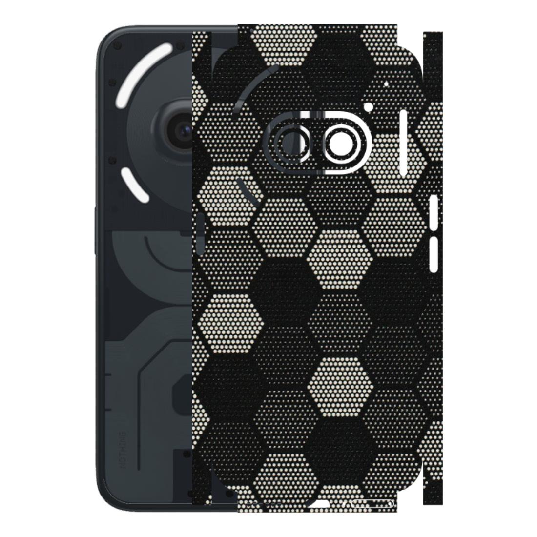 Nothing Phone Skins (All Models) - Black & White Dotted Honeycomb - 3D Embossed Finish (L-202) Nothing Phone 2A