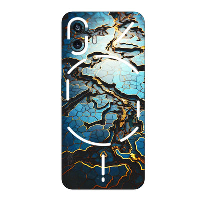 Nothing Phone Skins (All Models) - Blue Gold Abstract - 3D Embossed Finish (L-11) Nothing Phone 2