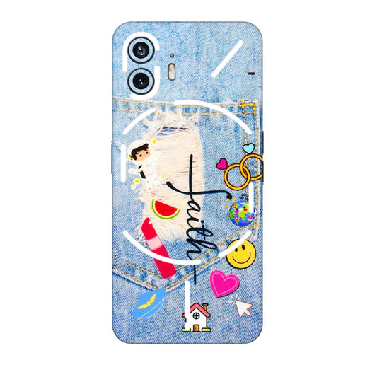 Nothing Phone Skins (All Models) - Denim Jeans Pocket - 3D Embossed Finish (L-134) Nothing Phone 2